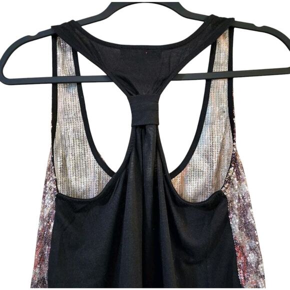 Almost Famous Womens Racerback Tank Top SIze M Sequined Sheer Front - Picture 7 of 8